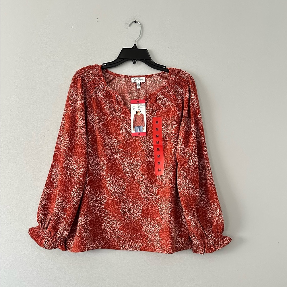 Jessica Simpson Women's Long Sleeve Blouse Top (Orange), Size M, L